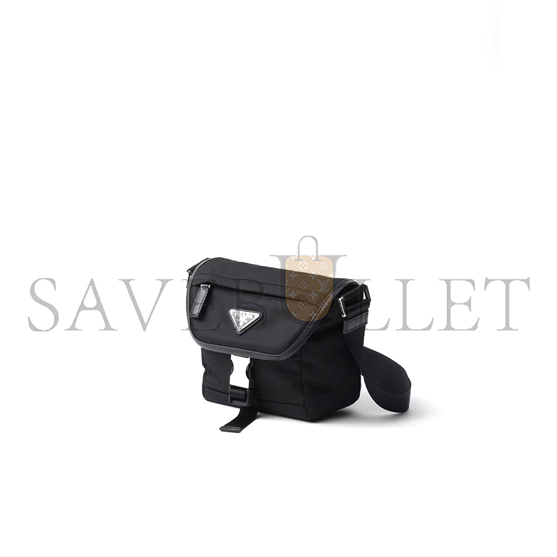 Pra*a re-nylon and saffiano leather shoulder bag 2vd070 (16*15*8cm)